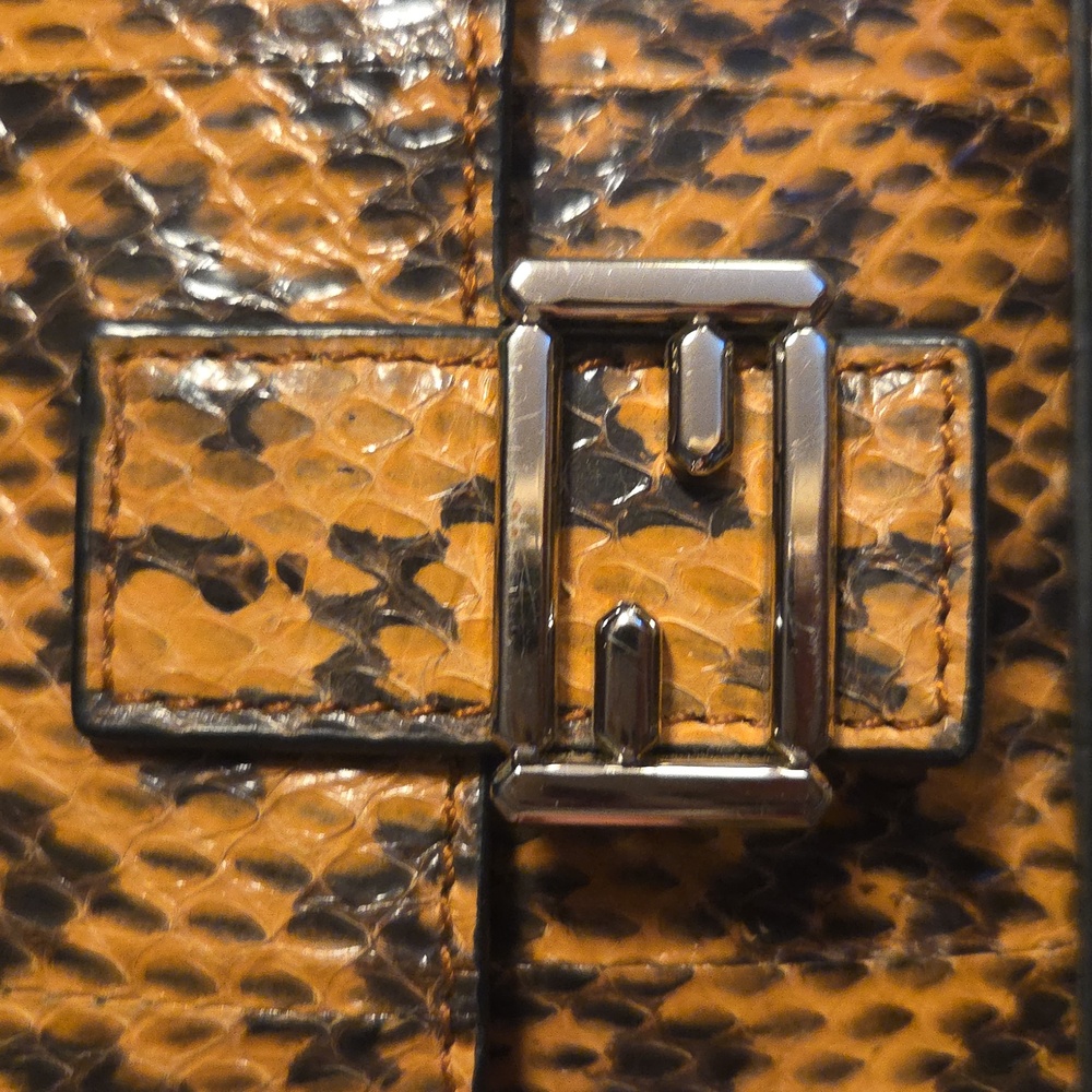 Fendi Flowerland Brown python Baguette Crossbody 3D Floral Snakeskin Chain Strap - Picture 9 of 16